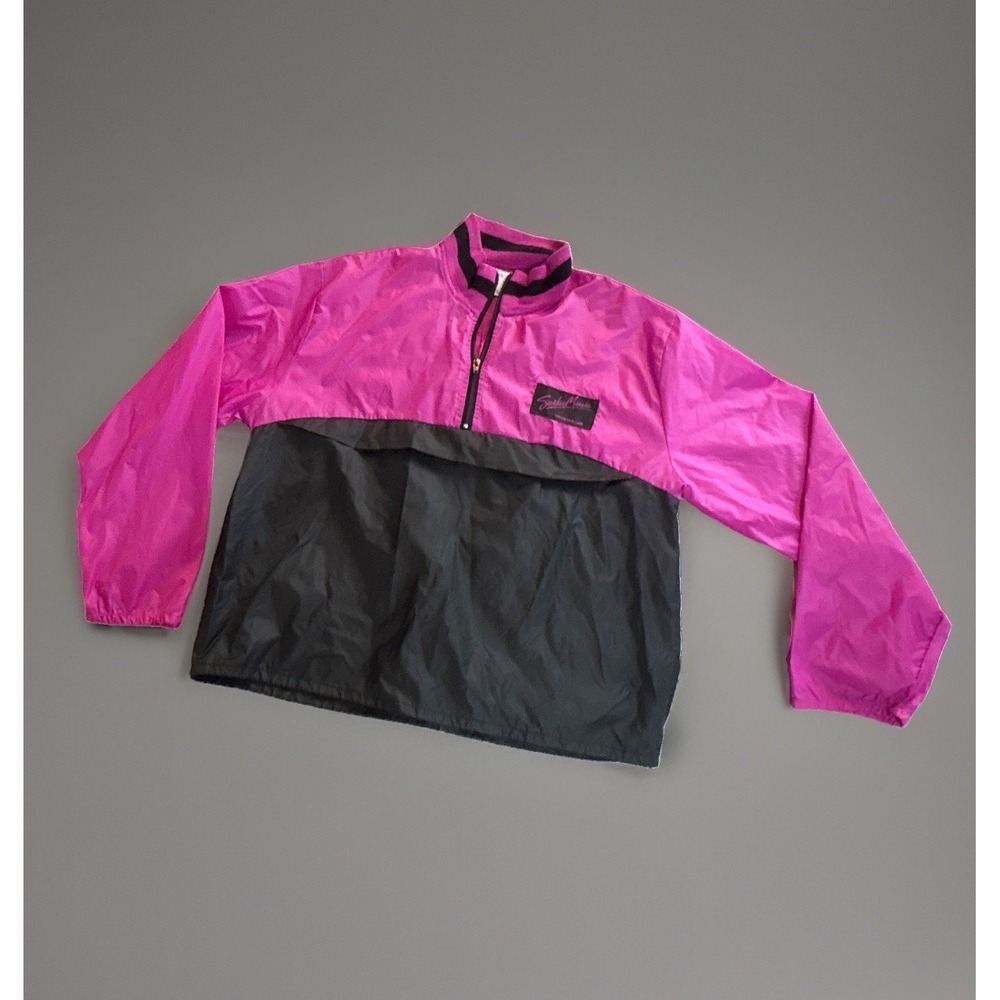 Vtg80s Hondaline Scooter Mania Windbreaker Jacket Pink Black Pullover Moto SizeL